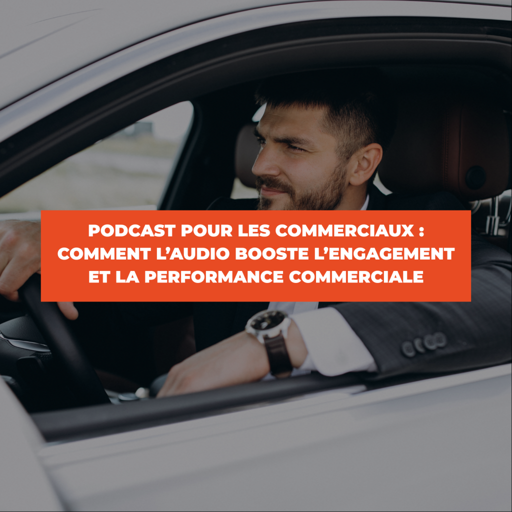 un commercial au volant en train d'écouter un podcast